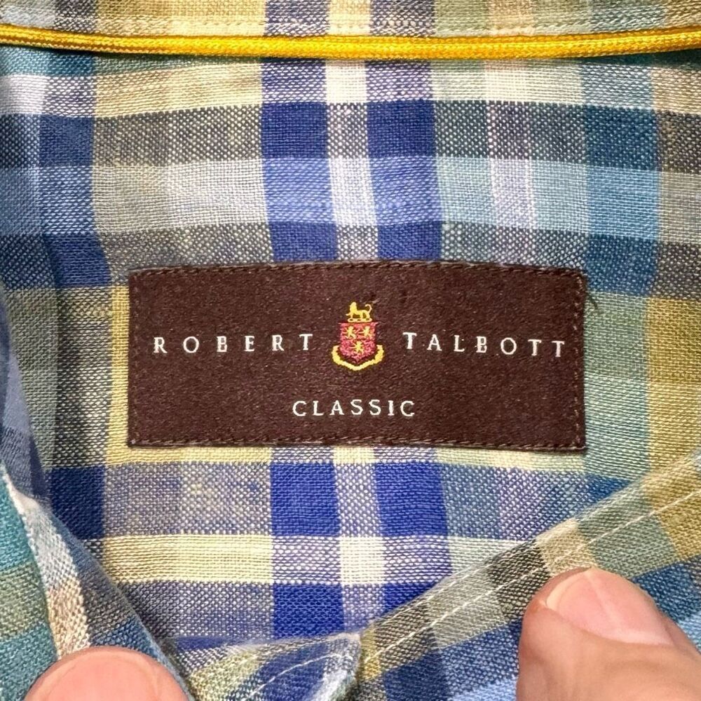 Robert Talbott Carmel Plaid Linen Shirt. Large. View 5